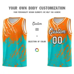 Orange Aqua Beast Pattern Sports Basketball Jersey 3