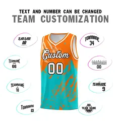 Orange Aqua Beast Pattern Sports Basketball Jersey 4