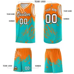Orange Aqua Beast Pattern Sports Basketball Jersey 5