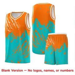 Orange Aqua Beast Pattern Sports Basketball Jersey 7