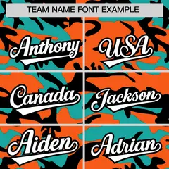Orange Aqua Black Camo Gradient Fashion Baseball Jersey 3