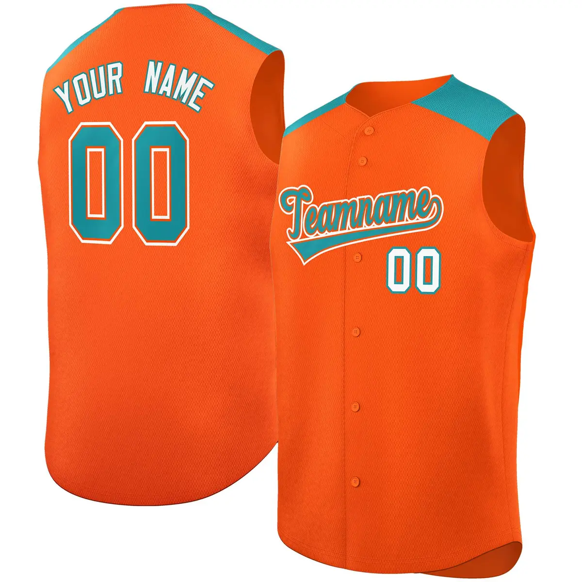 Orange Aqua Classic Authentic Sleeveless Baseball Jersey