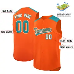 Orange Aqua Classic Authentic Sleeveless Baseball Jersey 2