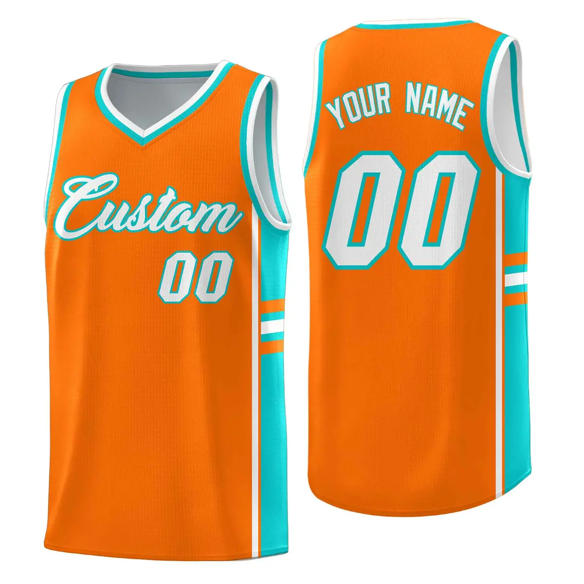 Orange Aqua Classic Color Block Uniform Basketball Jersey