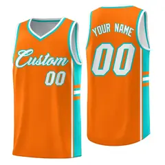 Orange Aqua Classic Color Block Uniform Basketball Jersey 1