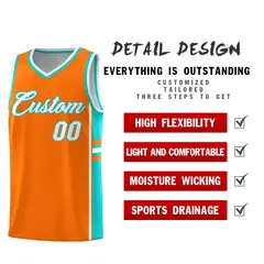 Orange Aqua Classic Color Block Uniform Basketball Jersey 2