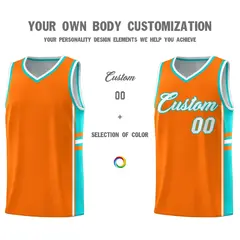 Orange Aqua Classic Color Block Uniform Basketball Jersey 3