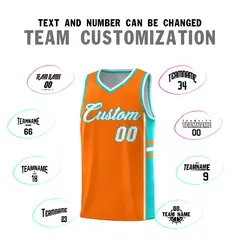 Orange Aqua Classic Color Block Uniform Basketball Jersey 4
