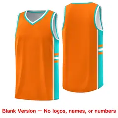 Orange Aqua Classic Color Block Uniform Basketball Jersey 6