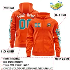 Orange Aqua Classic Full-Zip Varsity Letterman Jacket Hoodie 4