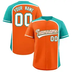 Orange Aqua Color Block Authentic Baseball Jersey 1