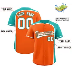 Orange Aqua Color Block Authentic Baseball Jersey 2