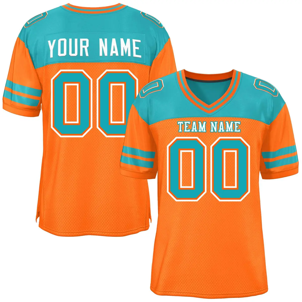 Orange Aqua Color Block Authentic Football Jersey