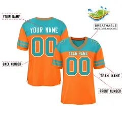 Orange Aqua Color Block Authentic Football Jersey 2