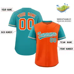 Orange Aqua Color Block Raglan Sleeves Baseball Jersey 2