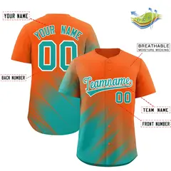 Orange Aqua Diagonal Stripe Gradient Fashion Baseball Jersey 2