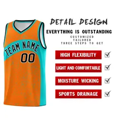 Orange Aqua Dot Graffiti Irregular Pattern Basketball Jersey 2