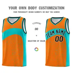 Orange Aqua Dot Graffiti Irregular Pattern Basketball Jersey 3