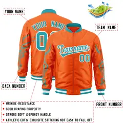 Orange Aqua Dragon Head Graffiti Letterman Bomber Jacket 2