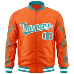 Orange Aqua Dragon Head Graffiti Letterman Bomber Jacket 3