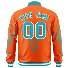 Orange Aqua Dragon Head Graffiti Letterman Bomber Jacket 4