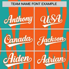 Orange Aqua Flame Pattern Authentic Pullover Baseball Jersey 3