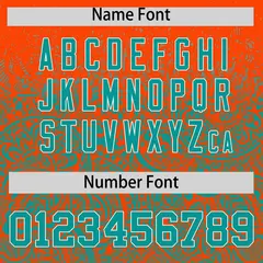 Orange Aqua Floral Gradient Full Button Baseball Jersey 4