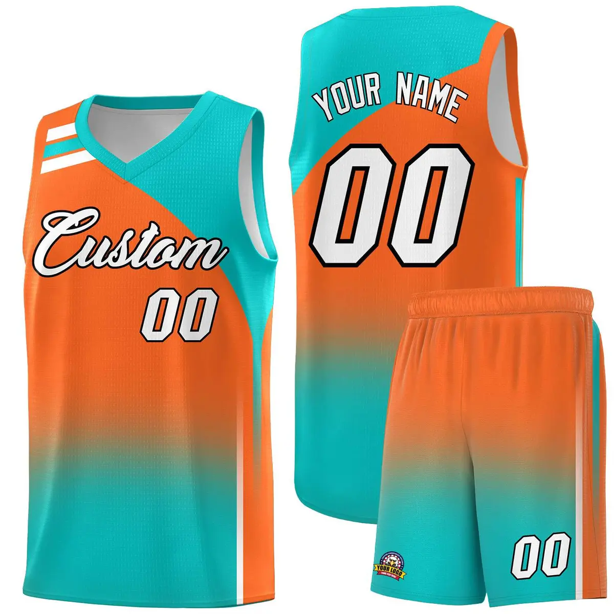 Orange Aqua Gradient Basketball Jersey