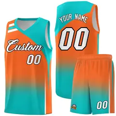 Orange Aqua Gradient Basketball Jersey 1