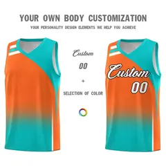 Orange Aqua Gradient Basketball Jersey 3