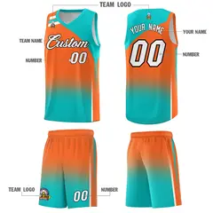 Orange Aqua Gradient Basketball Jersey 5