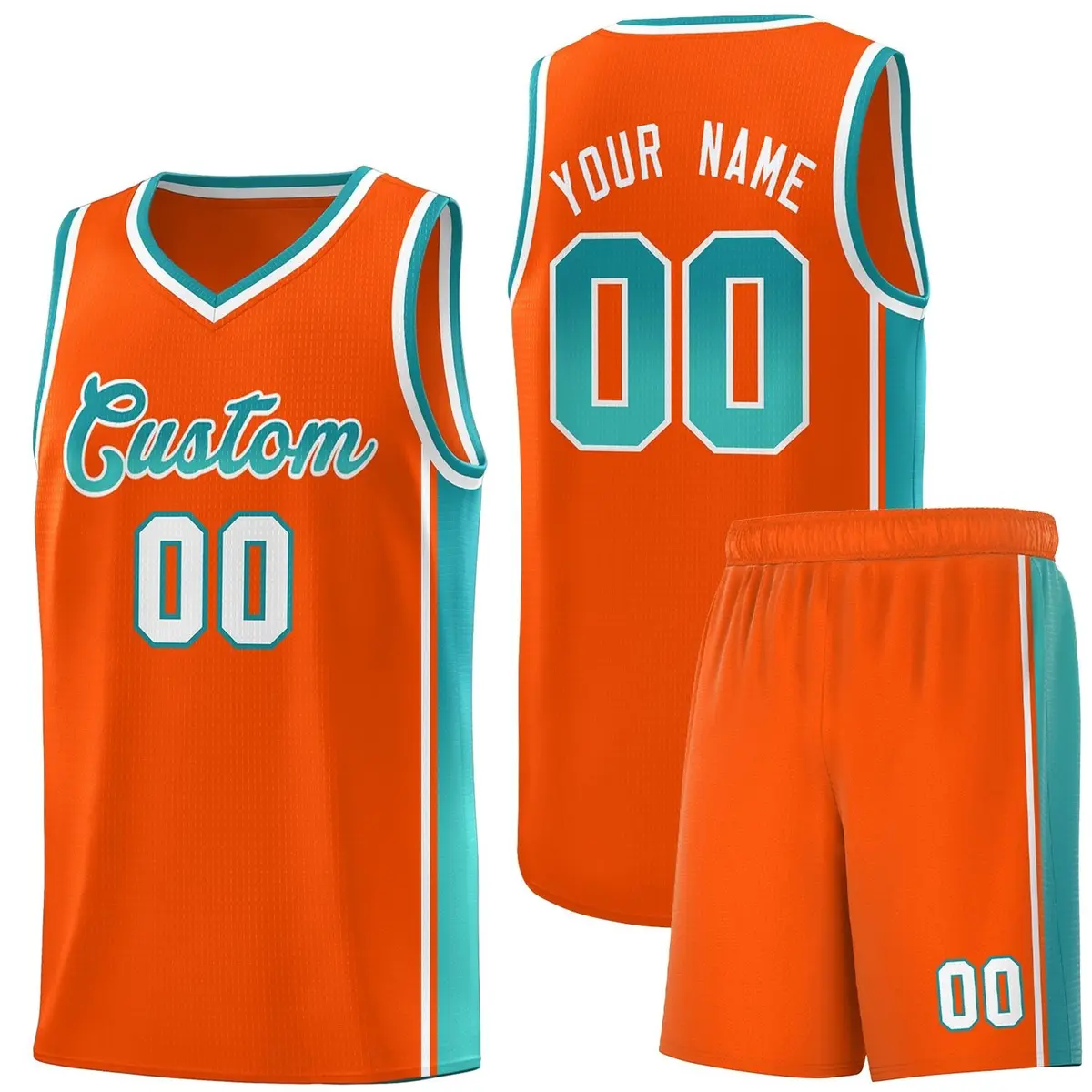 Orange Aqua Gradient Fashion Sports Basketball Jersey