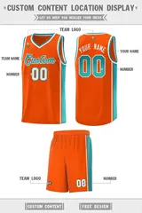 Orange Aqua Gradient Fashion Sports Basketball Jersey 2