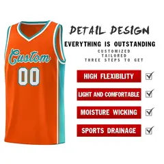 Orange Aqua Gradient Fashion Sports Basketball Jersey 5