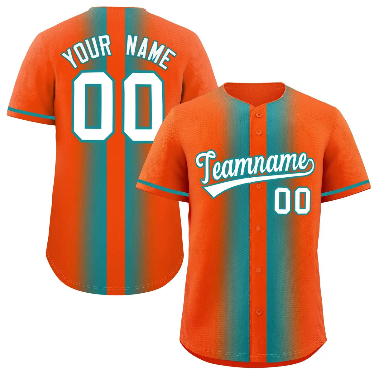 Orange Aqua Gradient Lapel Fashion Baseball Jersey