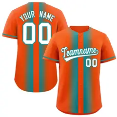 Orange Aqua Gradient Lapel Fashion Baseball Jersey 1