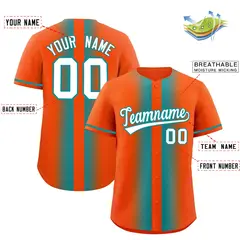 Orange Aqua Gradient Lapel Fashion Baseball Jersey 2