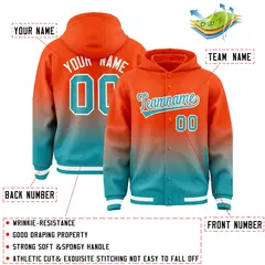 Orange Aqua Gradient Letterman Varsity Jacket Hoodie 4