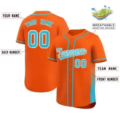 Orange Aqua Gradient Side Design Authentic Baseball Jersey 2