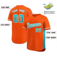Orange Aqua Gradient Side Design Authentic Baseball Jersey 2