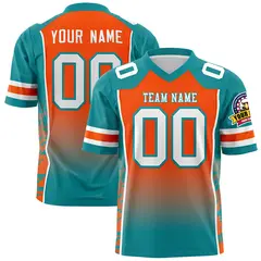 Orange Aqua Gradient Side Pattern Authentic Football Jersey 1
