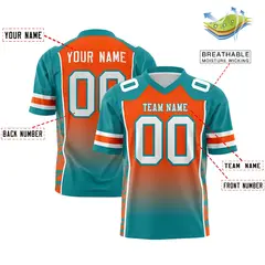 Orange Aqua Gradient Side Pattern Authentic Football Jersey 2