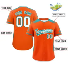 Orange Aqua Gradient Side Star Pattern Baseball Jersey 2