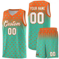 Orange Aqua Gradient Star Pattern Basketball Jersey Sets 1