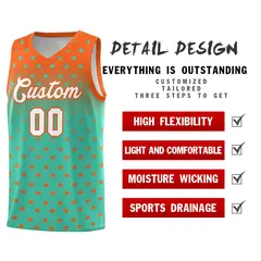 Orange Aqua Gradient Star Pattern Basketball Jersey Sets 2