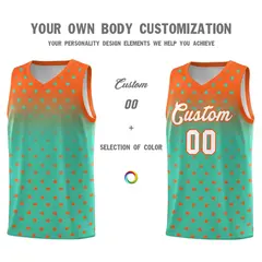 Orange Aqua Gradient Star Pattern Basketball Jersey Sets 3