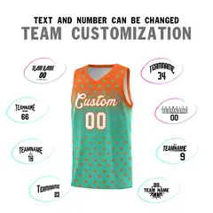 Orange Aqua Gradient Star Pattern Basketball Jersey Sets 4