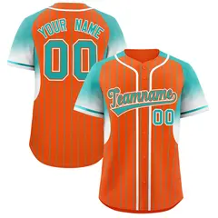 Orange Aqua Gradient Stripe Fashion Sleeves Baseball Jersey