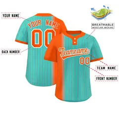 Orange Aqua Gradient Stripe Two-Button Softball Jersey 2