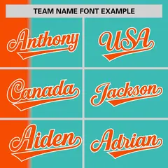 Orange Aqua Gradient Stripe Two-Button Softball Jersey 3